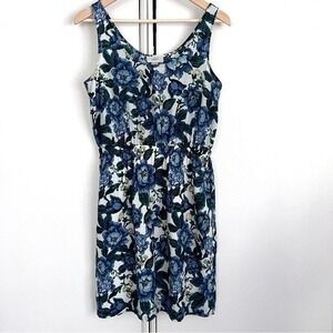 Ann Taylor LOFT Blue Floral Summer Sundress Womens 2 Feminine Beach Vacation